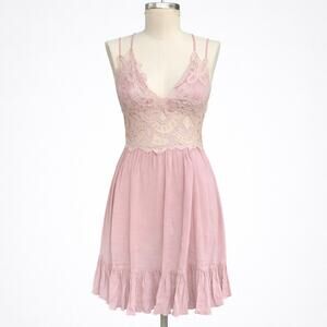 I heart Pink Women's Ruffle Lace Slip Dress Rose Romantic Sz Small NEW Fairy